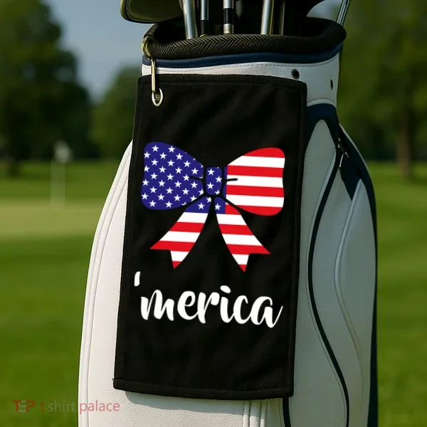 Merica Bow Tie USA Flag Golf Towel
