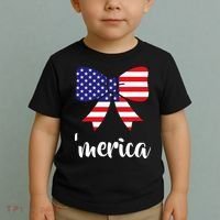 Merica Bow Tie USA Flag Toddler T-Shirt thumb 2