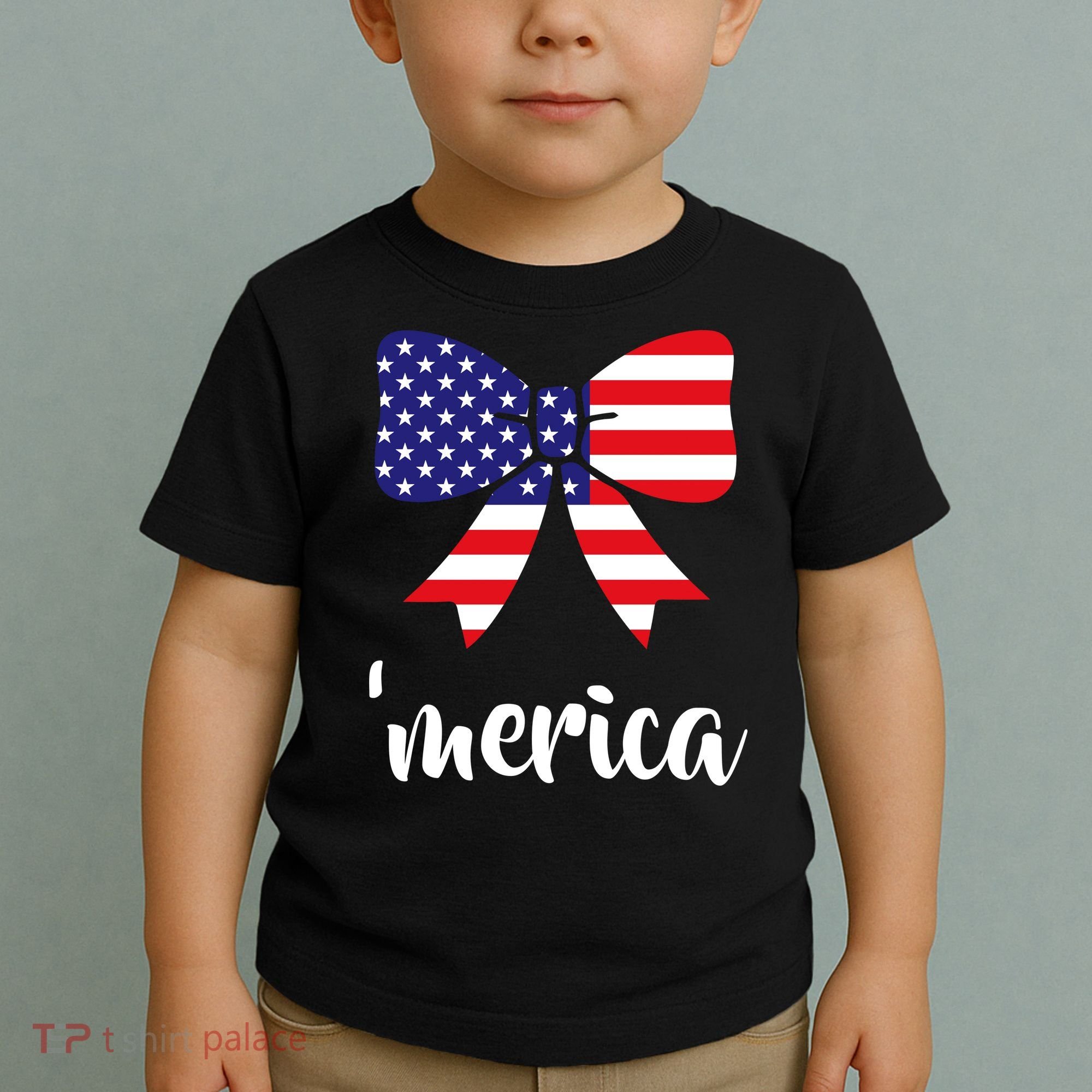 Merica Bow Tie USA Flag Toddler T-Shirt