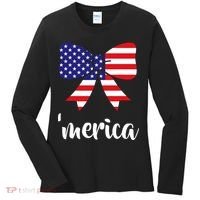 Merica Bow Tie USA Flag Women's Long Sleeve Shirt thumb 0