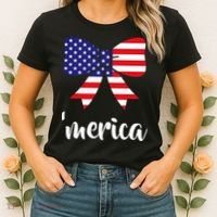 Merica Bow Tie USA Flag Women's T-Shirt thumb 2
