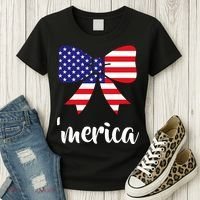 Merica Bow Tie USA Flag Women's T-Shirt thumb 3