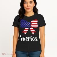 Merica Bow Tie USA Flag Women's T-Shirt thumb 4