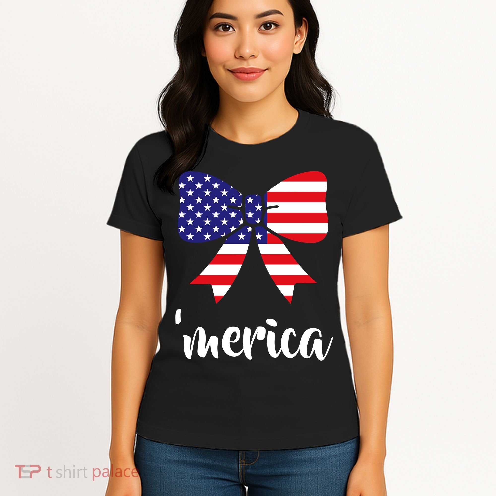 Merica Bow Tie USA Flag Women's T-Shirt