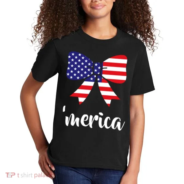 Merica Bow Tie USA Flag Kids T-Shirt