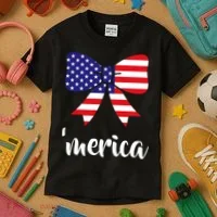 Merica Bow Tie USA Flag Kids T-Shirt thumb 3