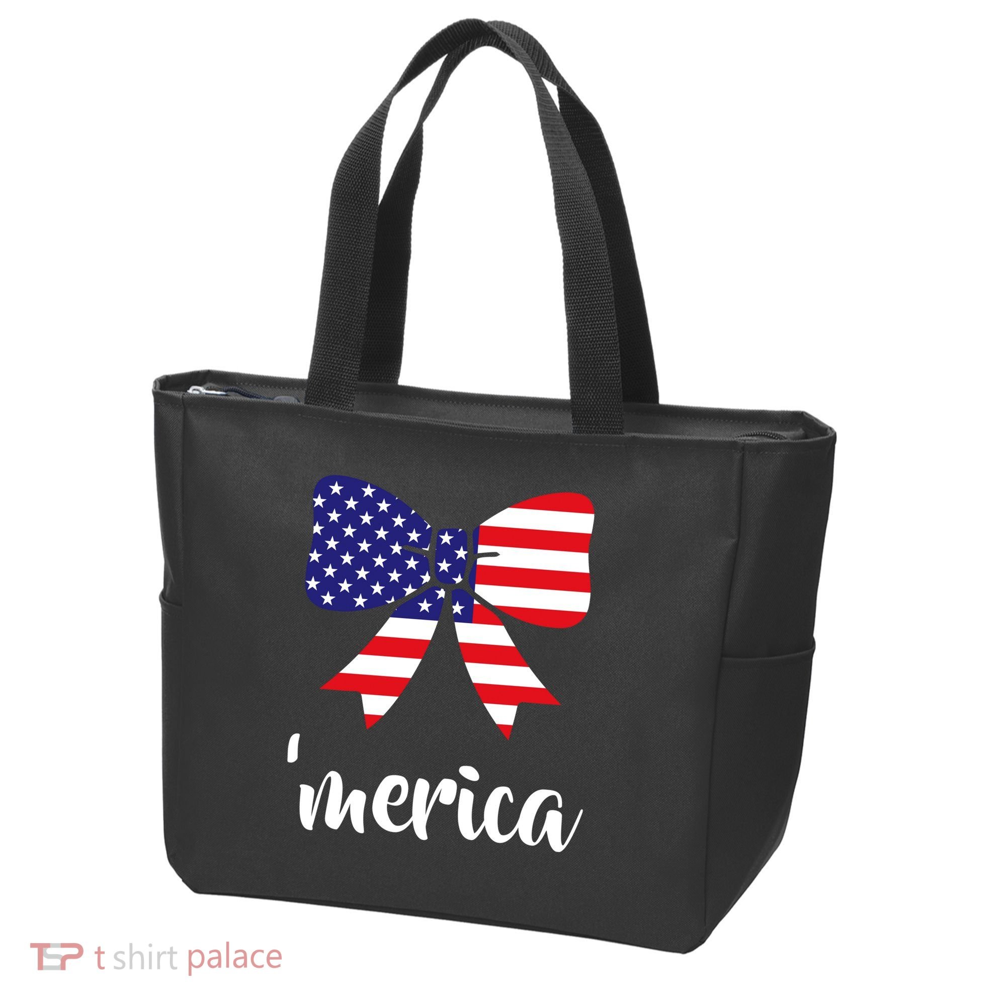 Merica Bow Tie USA Flag Tote Bag