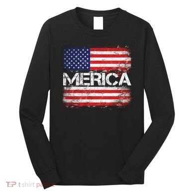Merica Distressed Flag Long Sleeve Shirt