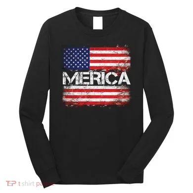 Merica Distressed Flag Long Sleeve Shirt
