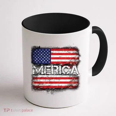 Merica Distressed Flag Coffee Mug back