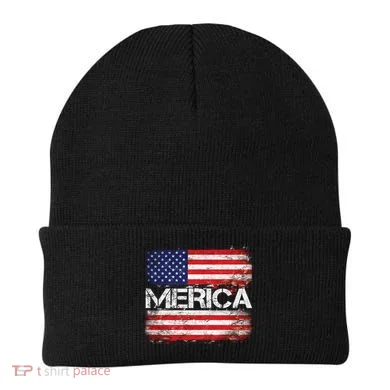 Merica Distressed Flag Beanie