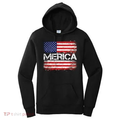 Merica Distressed Flag Women's Hoodie