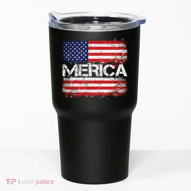 Merica Distressed Flag Tumbler