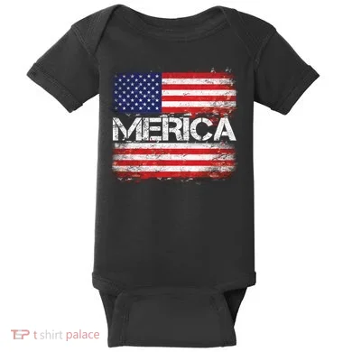 Merica Distressed Flag Baby Bodysuit
