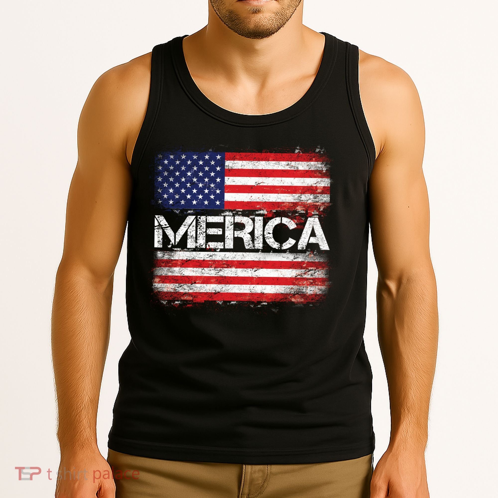 Merica Distressed Flag Tank Top
