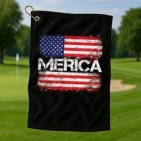 Merica Distressed Flag Golf Towel thumb 1