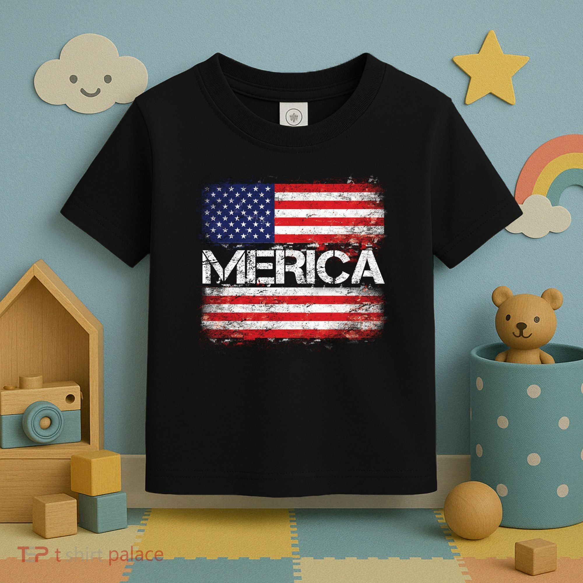 Merica Distressed Flag Toddler T-Shirt