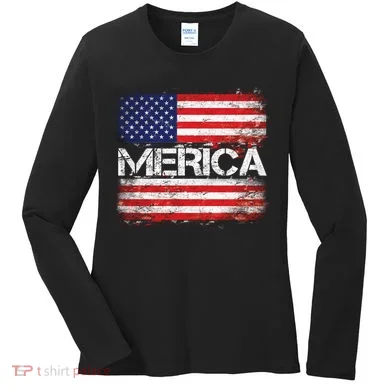 Merica Distressed Flag Women's Long Sleeve Shirt