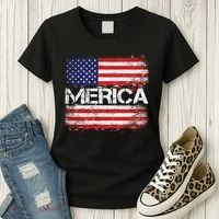 Merica Distressed Flag Women's T-Shirt thumb 3
