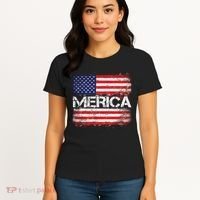 Merica Distressed Flag Women's T-Shirt thumb 4