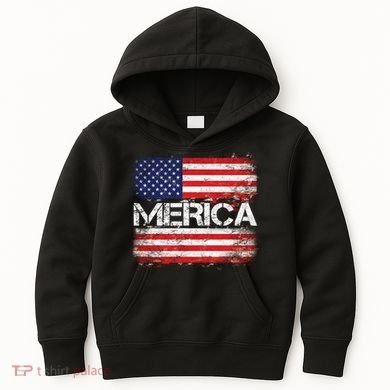 Merica Distressed Flag Kids Hoodie