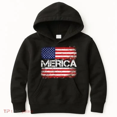 Merica Distressed Flag Kids Hoodie