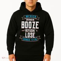Merica Drinkin' Booze And Refusin' To Lose Hoodie thumb 2