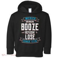 Merica Drinkin' Booze And Refusin' To Lose Toddler Hoodie thumb 0
