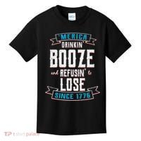Merica Drinkin' Booze And Refusin' To Lose Kids T-Shirt thumb 0