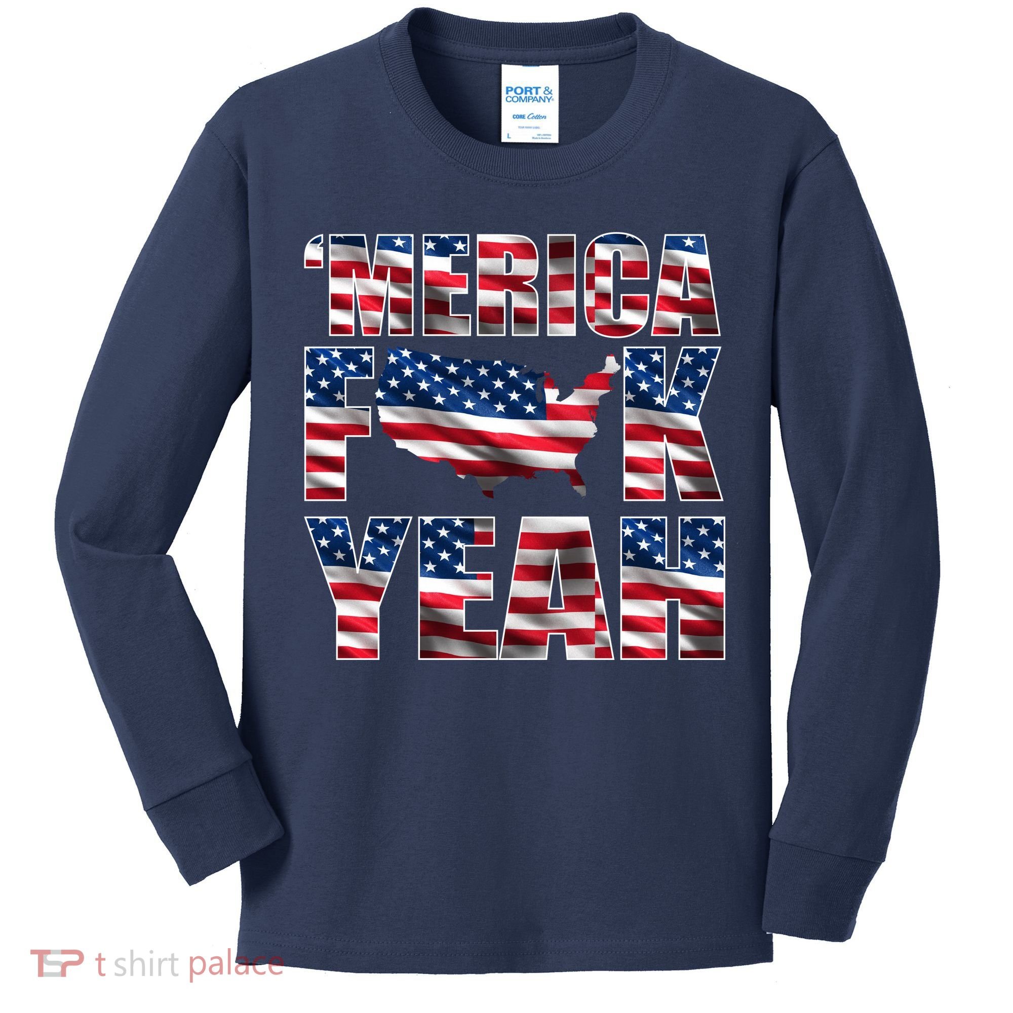 Merica Fck Yeah Kids Long Sleeve Shirt