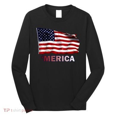 Merica Flag Wave Long Sleeve Shirt