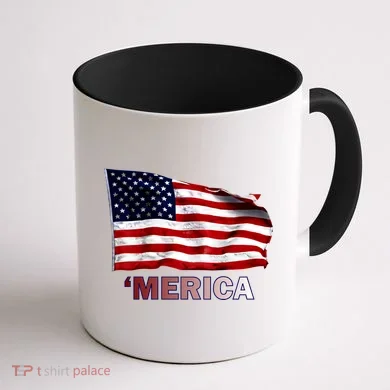 Merica Flag Wave Coffee Mug back
