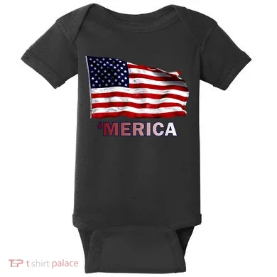 Merica Flag Wave Baby Bodysuit