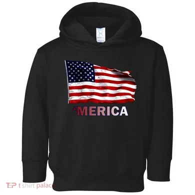 Merica Flag Wave Toddler Hoodie