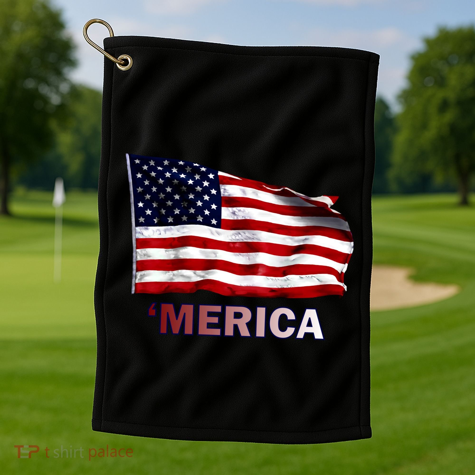 Merica Flag Wave Golf Towel