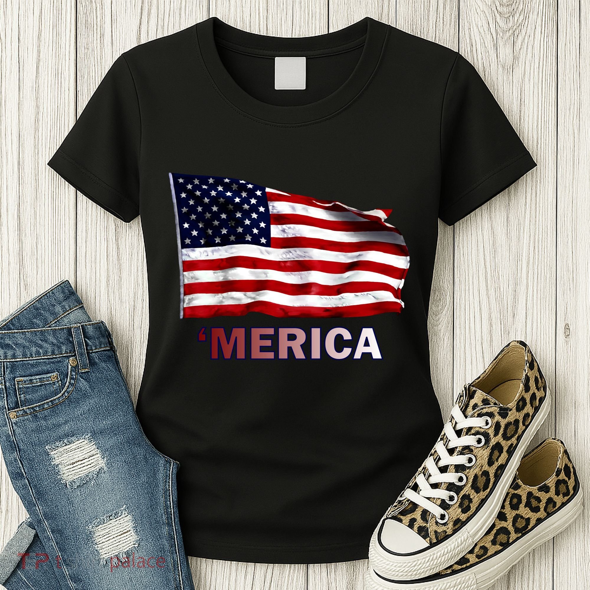 Merica Flag Wave Women's T-Shirt
