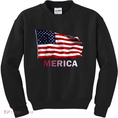 Merica Flag Wave Kids Sweatshirt