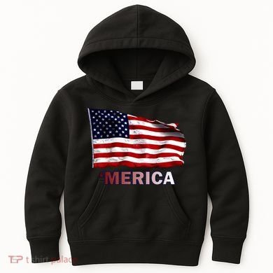 Merica Flag Wave Kids Hoodie