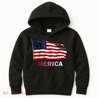 Merica Flag Wave Kids Hoodie