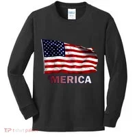 Merica Flag Wave Kids Long Sleeve Shirt thumb 0