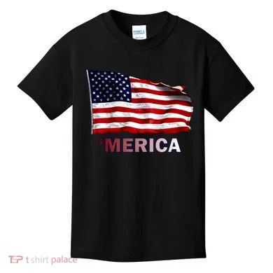 Merica Flag Wave Kids T-Shirt