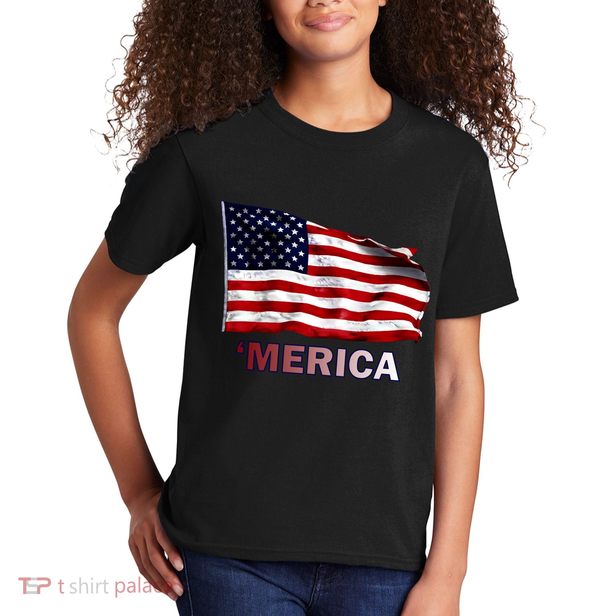 Merica Flag Wave Kids T-Shirt