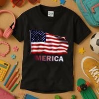Merica Flag Wave Kids T-Shirt thumb 3