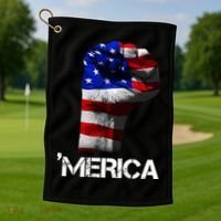 Merica Freedom Fist Golf Towel thumb 1