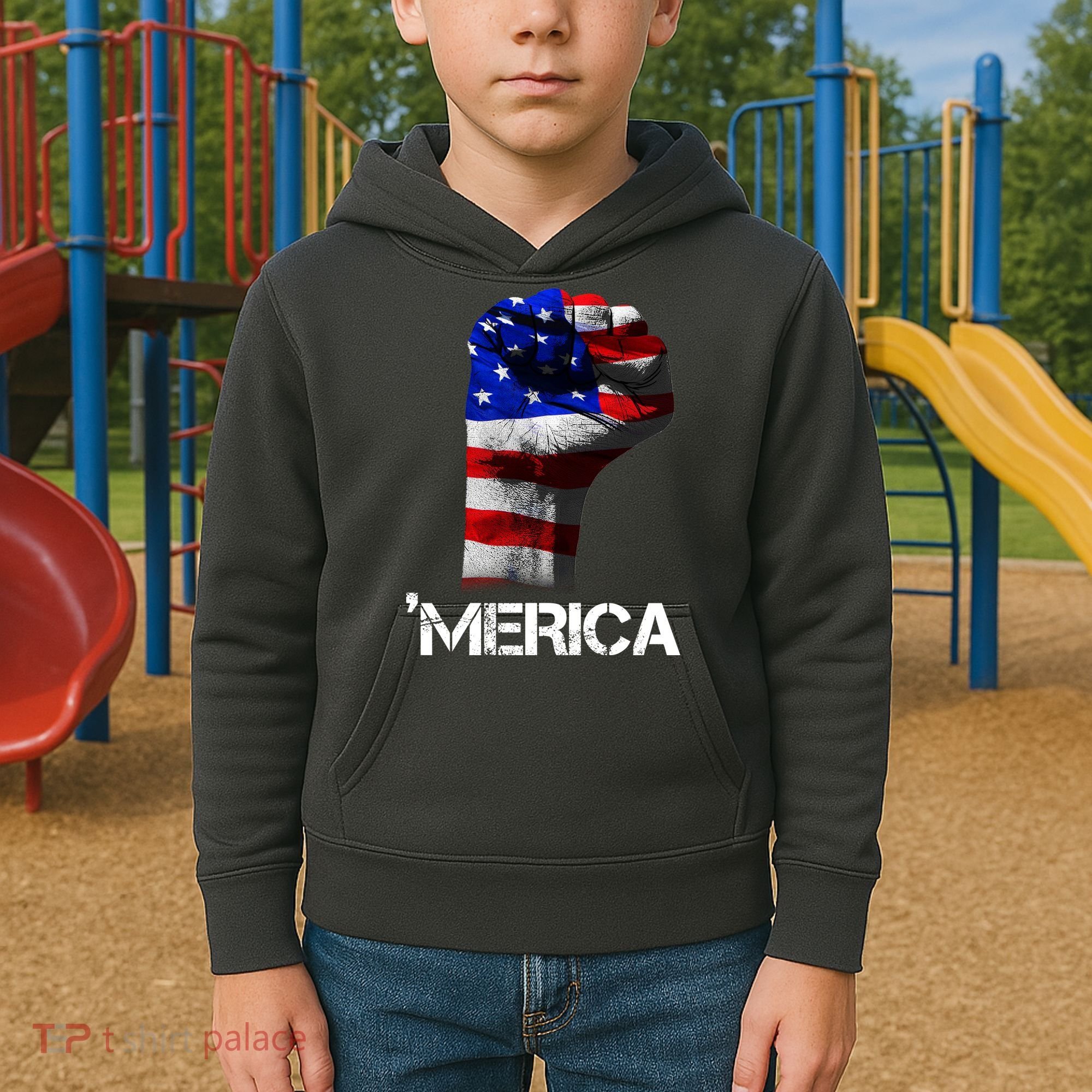 Merica Freedom Fist Kids Hoodie