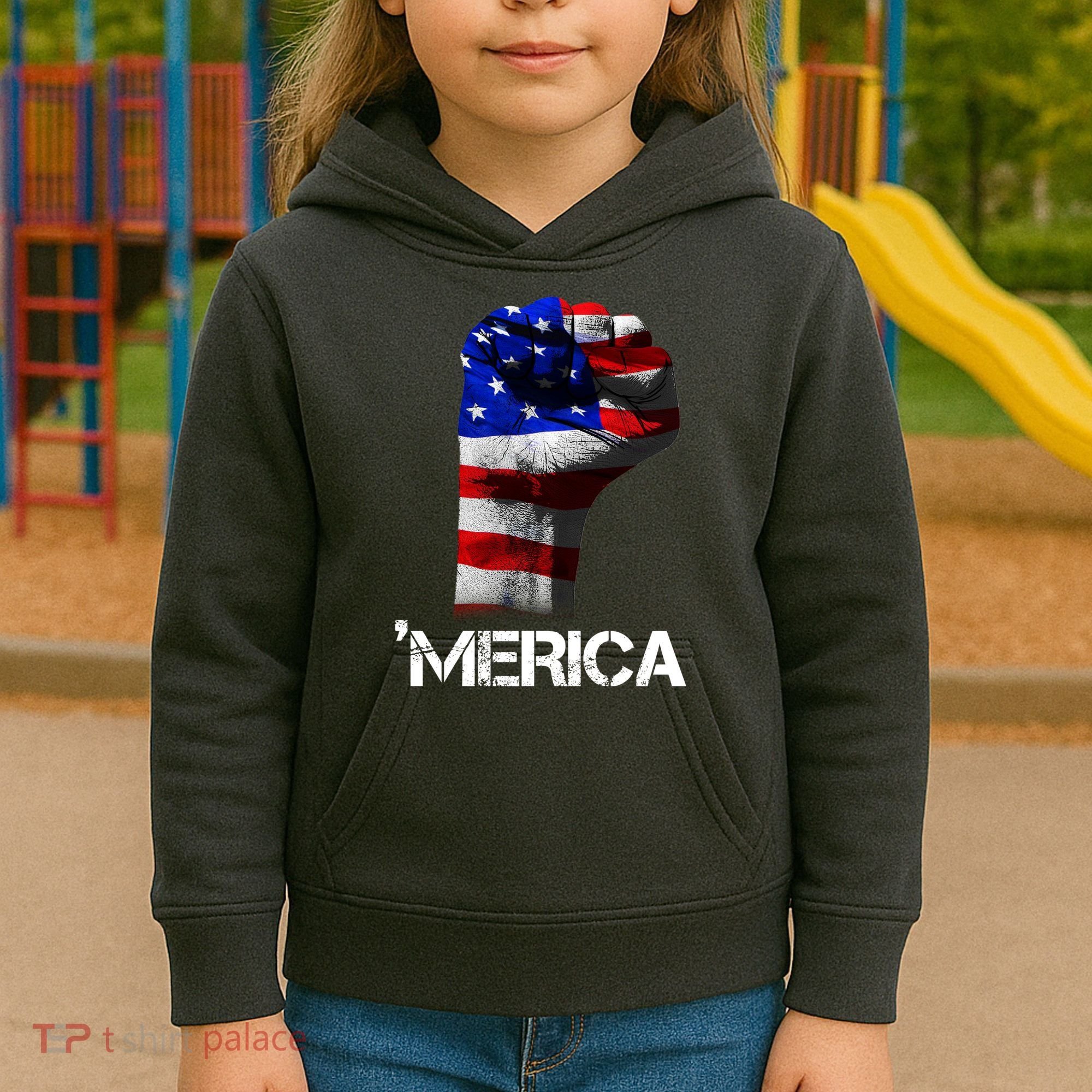 Merica Freedom Fist Kids Hoodie