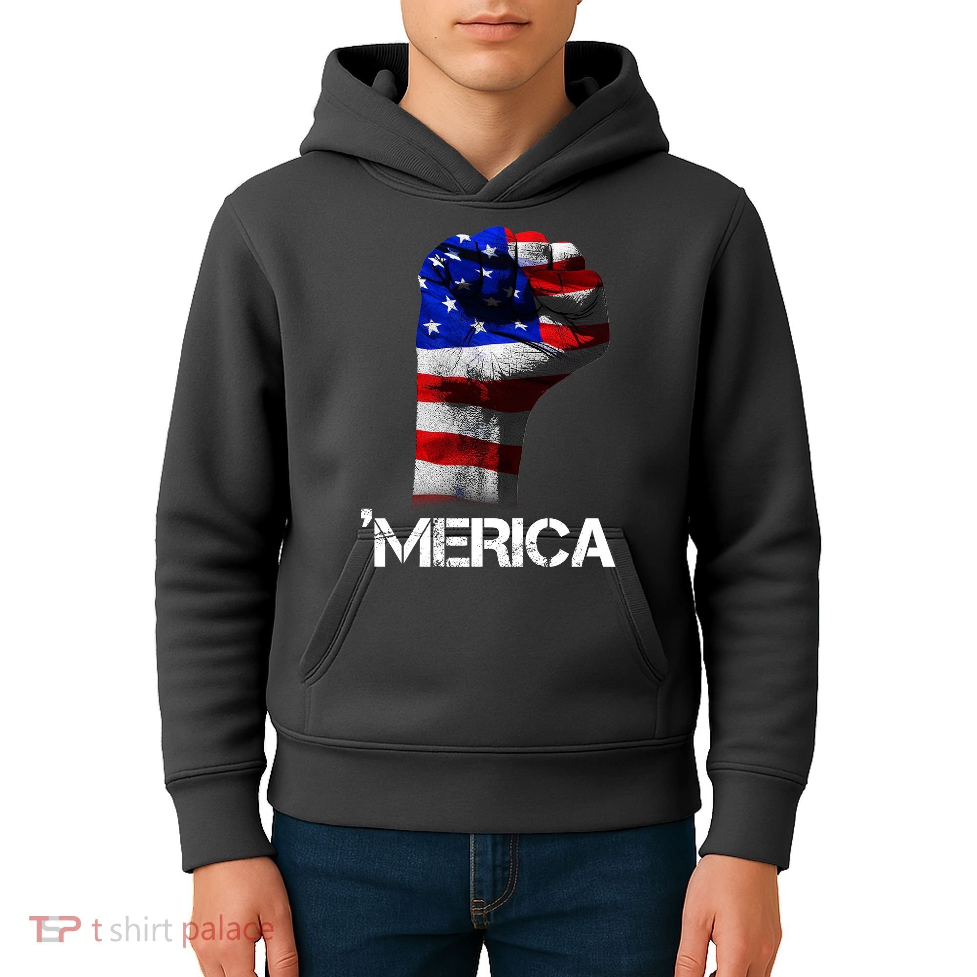 Merica Freedom Fist Kids Hoodie