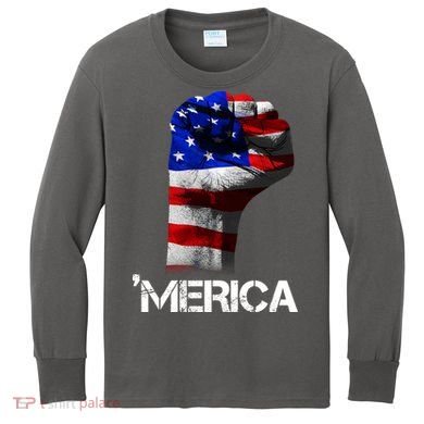 Merica Freedom Fist Kids Long Sleeve Shirt
