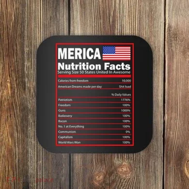 Merica Nutrition Facts Coaster