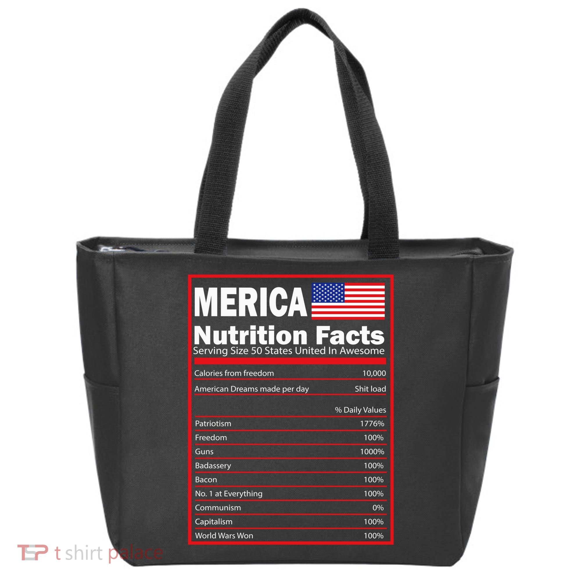 Merica Nutrition Facts Tote Bag